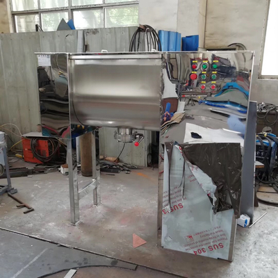 100L ถึง 10000L ผงแห้งเครื่องผสม Ribbon แนวนอน Double Helix Industrial Powder Liquid Ribbon Mixer