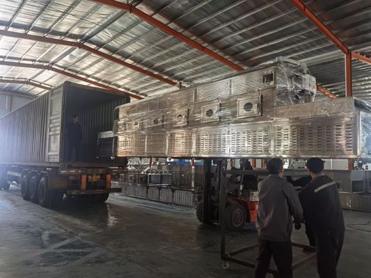 สายพานสแตนเลสเครื่องอบไมโครเวฟแบบต่อเนื่องเครื่องอบฆ่าเชื้อสายพานลำเลียง